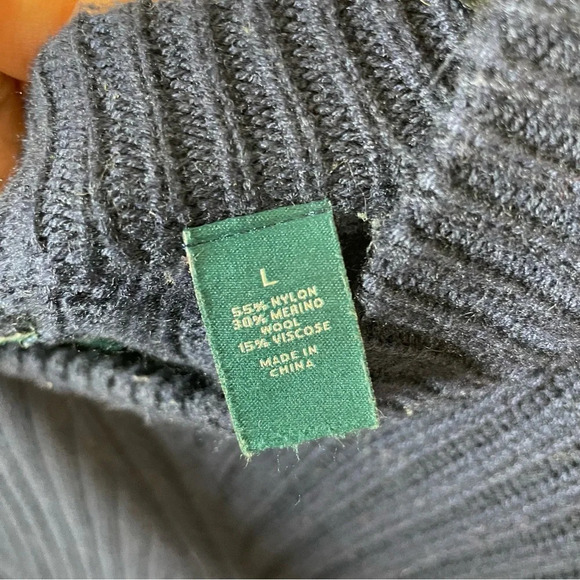 Perry Ellis Mens Merino Wool Blend Cable Knit Sweater pullover large striped - Picture 7 of 8